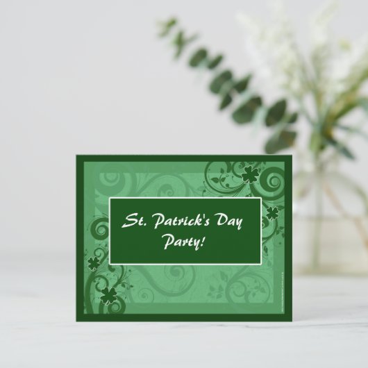 Fanciful Swirls St Patrick's Day Party Invitations Kaart (Staand voorkant)