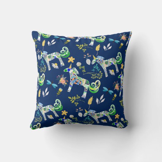 Fanciful Unicorns and Dragonflies Kussen (Achterkant)