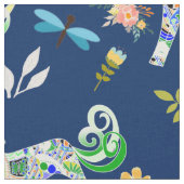 Fanciful Unicorns and Dragonflies Stof (Close Up)