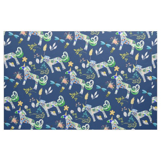 Fanciful Unicorns and Dragonflies Stof (Fat Quarter)