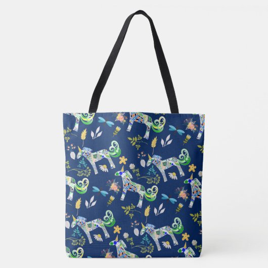 Fanciful Unicorns and Dragonflies Tote Bag (Voorkant)