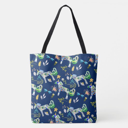 Fanciful Unicorns and Dragonflies Tote Bag (Achterkant)