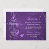 Fancile Birdcage & Swirls Eggplant Reception Kaart (Voorkant)