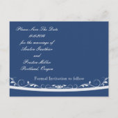 Fancilful Floral Blue Save the Date Briefkaart (Achterkant)