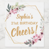 Fancy 21e Verjaardag Wijnlabels - Cherry Blossom Wijn Etiket (Enkel label)