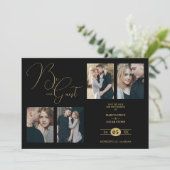 Fancy 4 Multi Photos Be our Guest Black Wedding Save The Date (Staand voorkant)