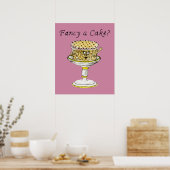 Fancy A Cake Funny Quirky Strawberry Cheesecake Poster (Keuken)