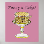 Fancy A Cake Funny Quirky Strawberry Cheesecake Poster (Voorkant)
