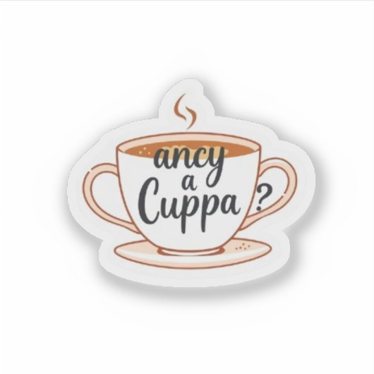 Fancy a Cuppa British Tea Lover Aesthetic Sticker (Voorkant)