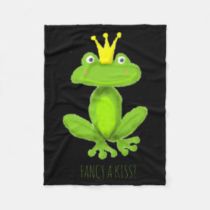 Fancy A Kiss Kikker Prins Cartoon Valentijnsdag T Fleece Deken
