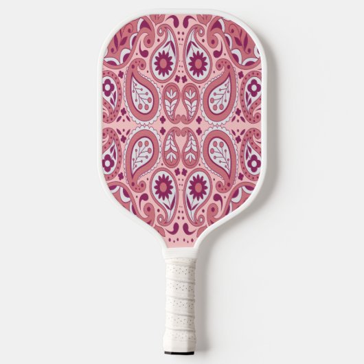 Fancy Abstract Paisley Pattern in Pinks and White Pickleball Paddle (Achterkant)