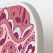 Fancy Abstract Paisley Pattern in Pinks and White Pickleball Paddle (Links Detail)