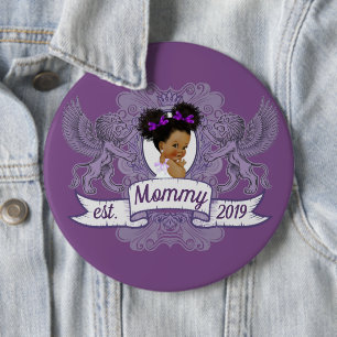 Fancy-Afrikaans Baby Girl-Paars Witte prinses Ronde Button 6,0 Cm