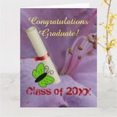 Fancy afstudeerder Klasse Persoonlijke naam Floral Kaart (Gele Bloem)
