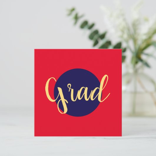 Fancy "Afstudeerder"-tekst Navy Blue Red Achtergro (Staand voorkant)