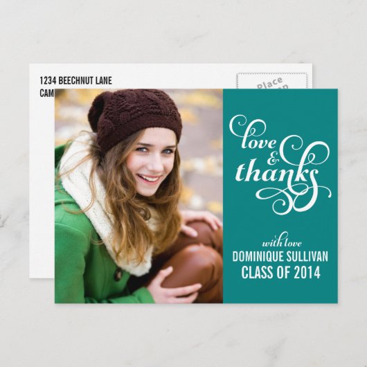 Fancy Afstuderen van het Manuscript Dank u Briefka Briefkaart (Voorkant / Achterkant)