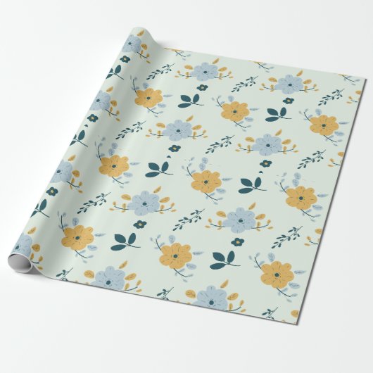 Fancy allover patroon naadloze bloemmotief cadeaupapier (Uitgerold)