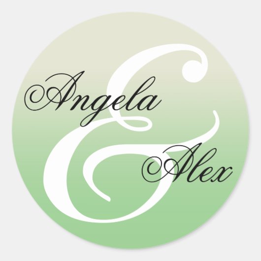 Fancy Ampersand Sage Green Ombre Wedding Ronde Sticker (Voorkant)