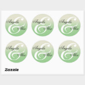 Fancy Ampersand Sage Green Ombre Wedding Ronde Sticker (Vel)