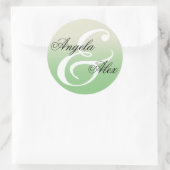 Fancy Ampersand Sage Green Ombre Wedding Ronde Sticker (Tas)