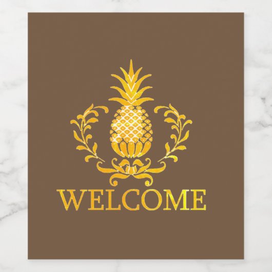 Fancy anananas Welkom Wijn Etiket (Enkel label)