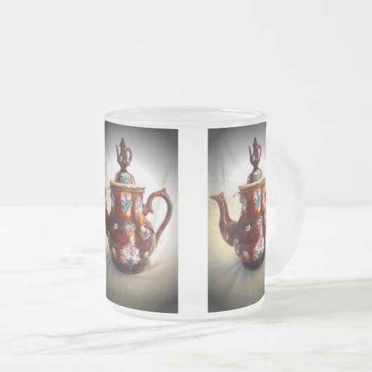 Fancy  Antiek Engels theekoffiepotje Matglas Koffiemok (Voorkant rechts)