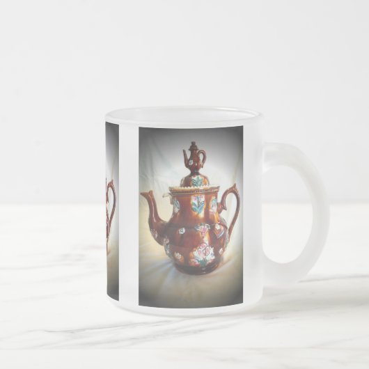 Fancy  Antiek Engels theekoffiepotje Matglas Koffiemok (Rechts)