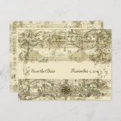 Fancy Antiek muziek Bewaar de datum Aankondigingskaart (Voorkant / Achterkant)