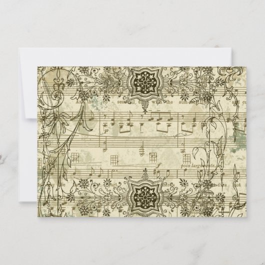 Fancy Antiek Muziek Persoonlijk Bedankt Opmerkinge Notitiekaartje (Achterkant)