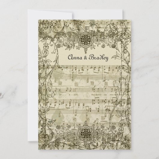 Fancy Antiek uitnodiging tot het uitzenden van muz (Achterkant)