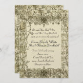 Fancy Antiek uitnodiging tot het uitzenden van muz (Voorkant / Achterkant)