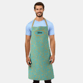 Fancy Aqua en Gold Leaf Filigree - Aangepast Schort (Gedragen)