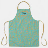 Fancy Aqua en Gold Leaf Filigree - Aangepast Schort (Voorkant)