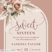 Fancy Arch Pastel Roze Pampas Bloem Boho Zestien Kaart