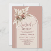 Fancy Arch Pastel Roze Pampas Bloem Boho Zestien Kaart (Voorkant)