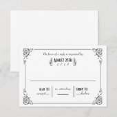 Fancy Art Deco Black & White Wedding RSVP-Kaarten RSVP Kaartje (Voorkant / Achterkant)