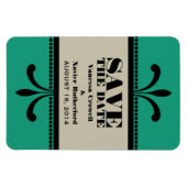 Fancy Art Deco Opslaan Datum Magnet Green/Beige Magneet (Horizontaal)