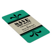 Fancy Art Deco Opslaan Datum Magnet Green/Beige Magneet (Rechterzijde)