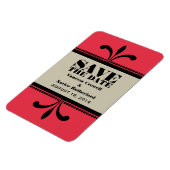 Fancy Art Deco Opslaan Datum Magnet Red/Beige Magneet (Linkerzijde)