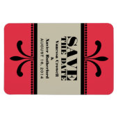 Fancy Art Deco Opslaan Datum Magnet Red/Beige Magneet (Horizontaal)