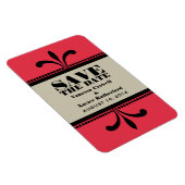 Fancy Art Deco Opslaan Datum Magnet Red/Beige Magneet (Rechterzijde)