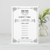 Fancy Art Deco Zwart & Wit Insteekkaart Kaart (Staand voorkant)