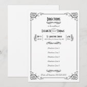 Fancy Art Deco Zwart & Wit Insteekkaart Kaart (Voorkant / Achterkant)