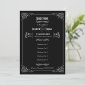 Fancy Art Deco Zwart & Wit Insteekkaart Kaart (Staand voorkant)