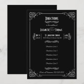 Fancy Art Deco Zwart & Wit Insteekkaart Kaart (Voorkant / Achterkant)