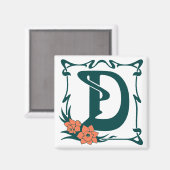 Fancy art nouveau letter D Magneet (Voorkant / Achterkant)