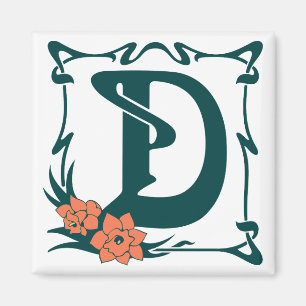 Fancy  art nouveau letter D Magneet
