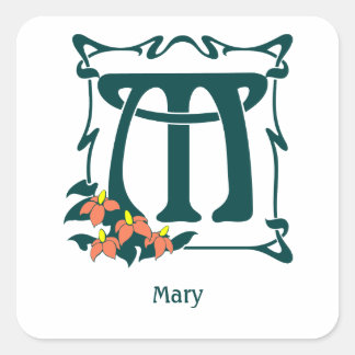 Fancy  art nouveau letter M Vierkante Sticker