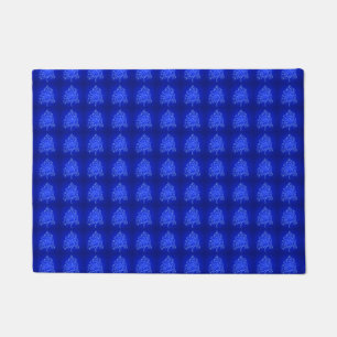 Fancy artistiek kerstboompatroonfeestdag blauw deurmat