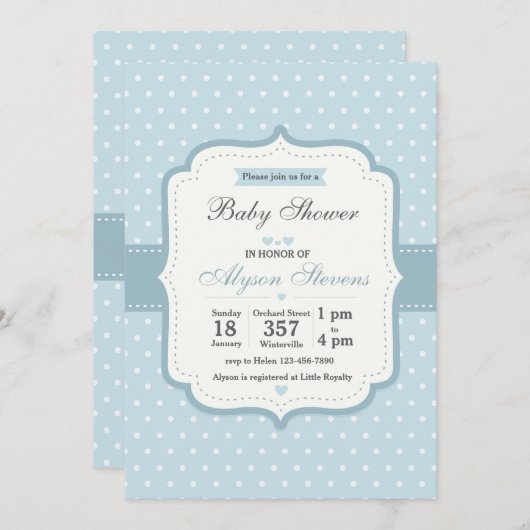 Fancy Baby Boy Shower-uitnodiging Kaart (Voorkant / Achterkant)